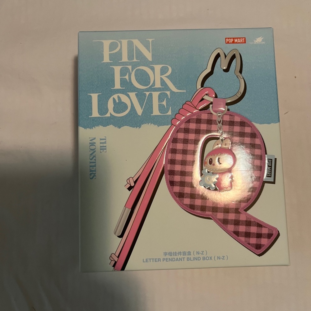 Letter “V” Labubu Pin For Love Keychain by Pop Mart